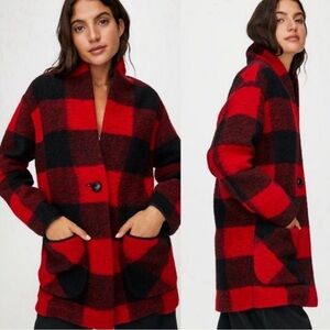 Wilfred Red and Black Plaid Teddy Jacket